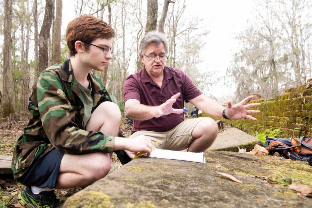 Georgia Southern maritime archaeology class conducting field work around Savannah