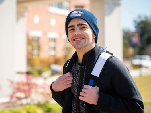 Georgia Southern student walking on the Liberty campus in Hinesville