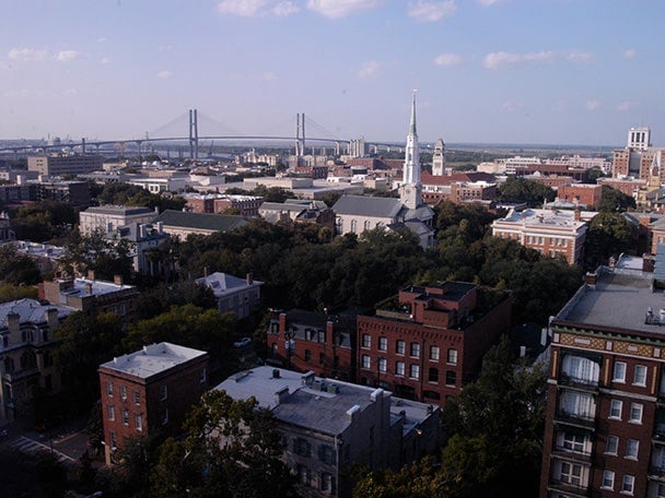 Aerial view of Savannah, Georgia