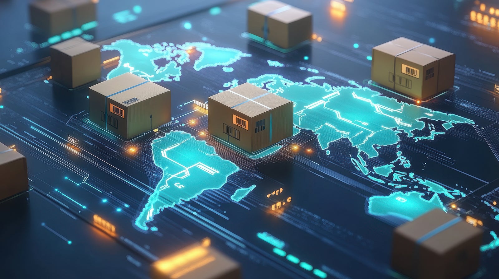 Hero image depicting transportation logistics around the globe