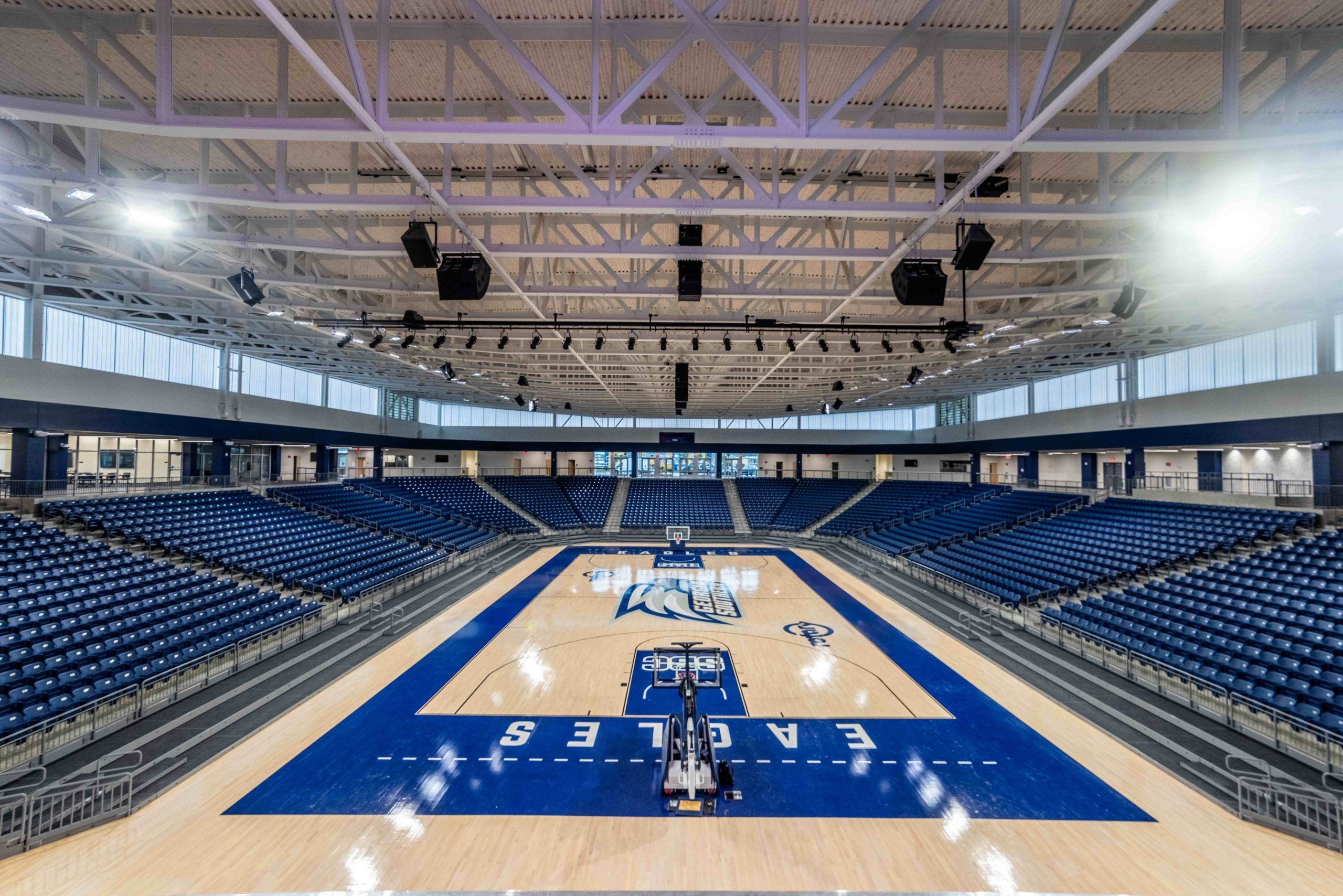 Georgia Southern University officials cut a ceremonial ribbon to open the Jack and Ruth Ann Hill Convocation Center, affectionately known as “The Hill,” in a celebration on Dec. 4. At 95,000 square feet, it is the largest event venue space between Savannah and Macon and serves as the signature building on the University’s south campus, fronting Veterans Memorial Parkway (US 301 Bypass).