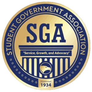Georgia Southern Student Government Association Seal, Service, growth, and Advocacy, established 1934.