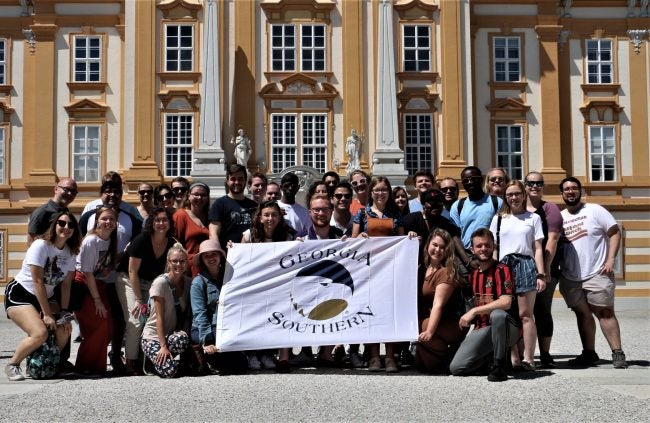 Southern Chorale with Georgia Southern flag