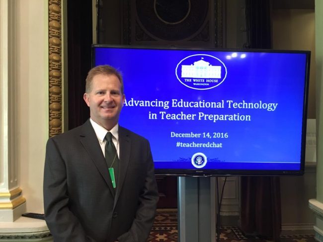 COE Associate Professor Charles Hodges, Ph.D., is pictured standing in the Indian Treaty Room of the Eisenhower Executive Office Building of the White House in Washington, D.C. 