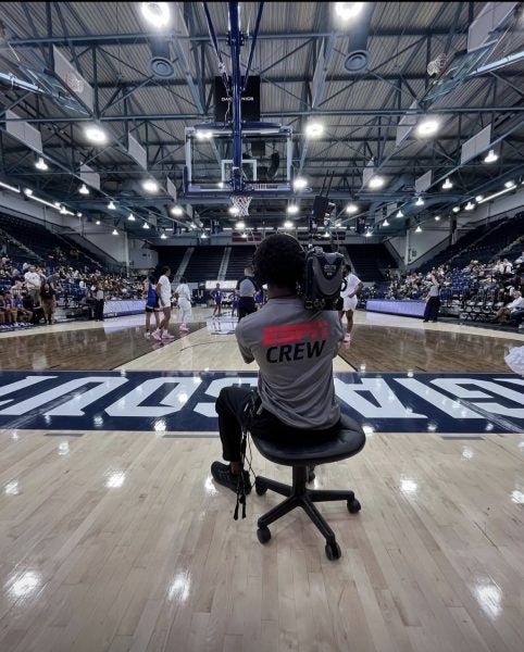 Georgia Southern student works on ESPN crew broadcasting a basketball game