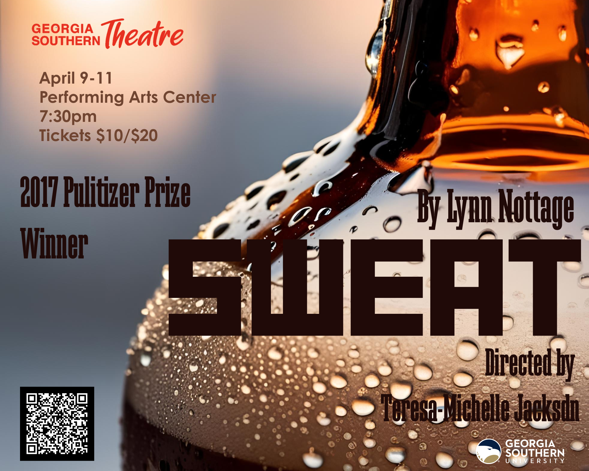 Directed by Teresa-Michelle Jackson April 9-11 Performing Arts Center 7:30 p.m. $10 for students and $20 for General Admission