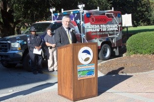 Georgia Southern President Brooks A. Keel, Ph.D., welcomed the Governor's Office of Highway Safety to campus during a Thursday news conference. 
