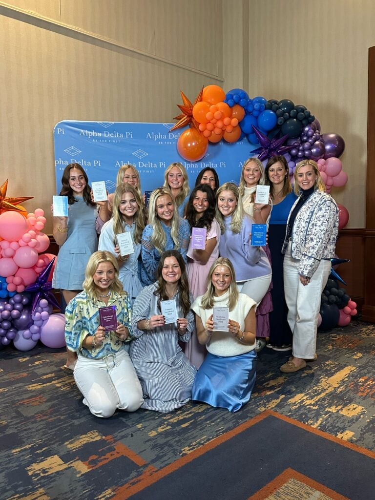 Georgia Southern's Epsilon Pi of the Alpha Delta Pi sorority receives an award.