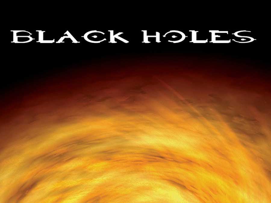 Graphic of Black Hole showing picture of sun in the bottom of the background