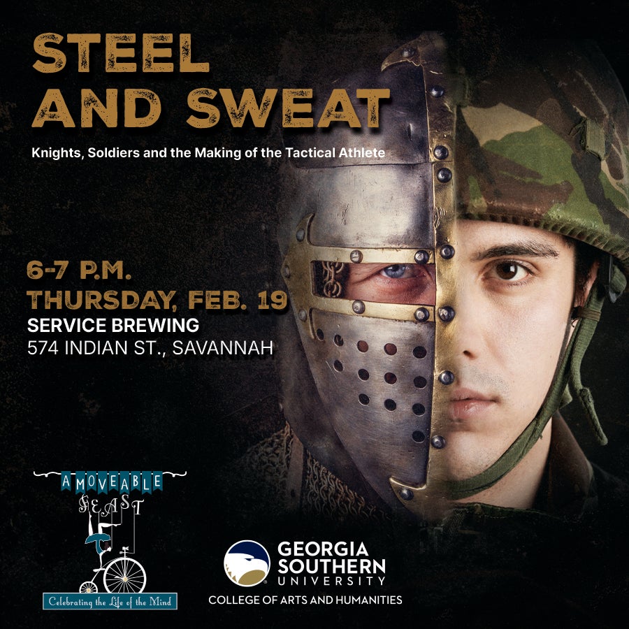 A medieval knight is composited with a modern soldier