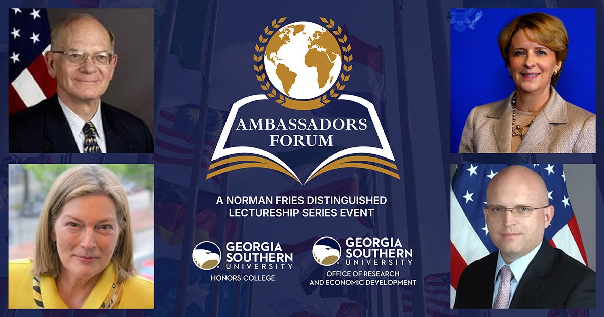 Collage image of former US Ambassadors with Ambassadors logo