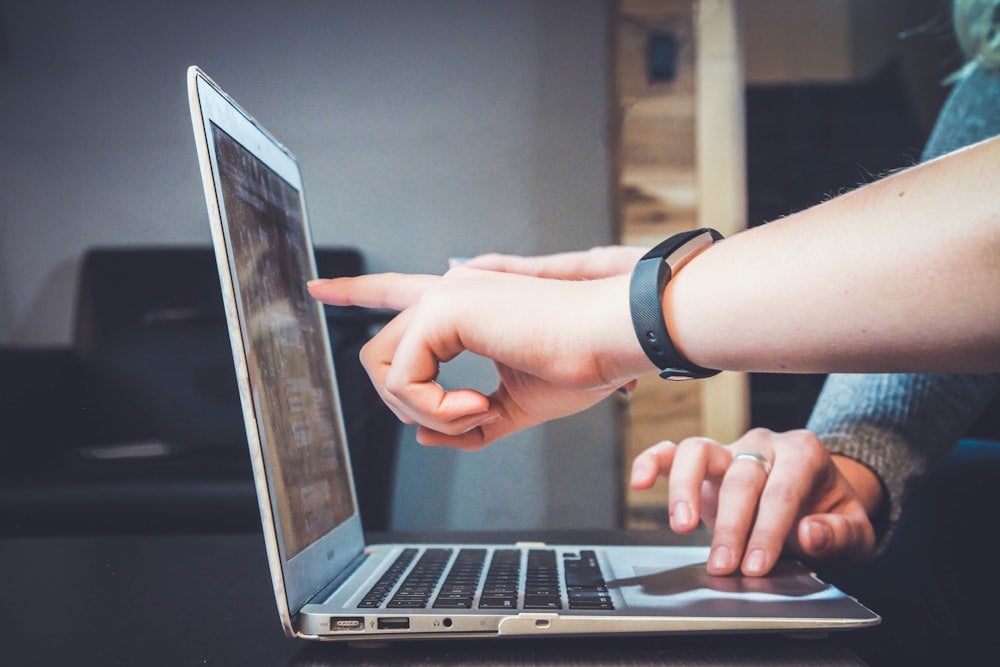 Student learning online from a laptop