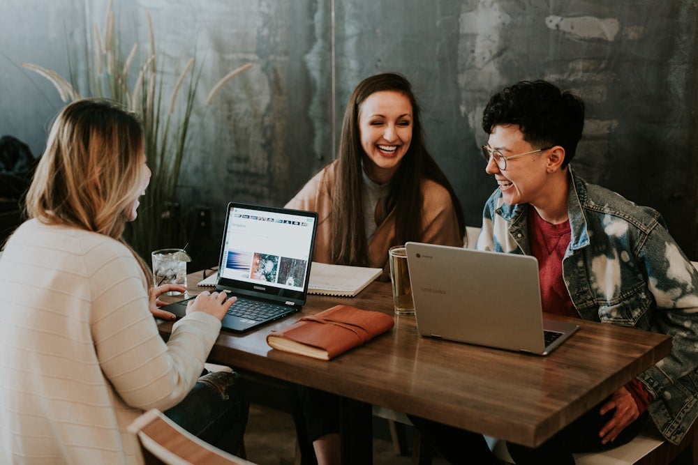 Students connecting in a campus setting