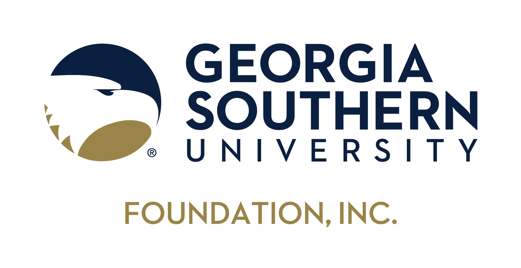 Georgia Southern University Foundation, Inc. logo with a navy eagle head emblem and gold 'FOUNDATION, INC.' text