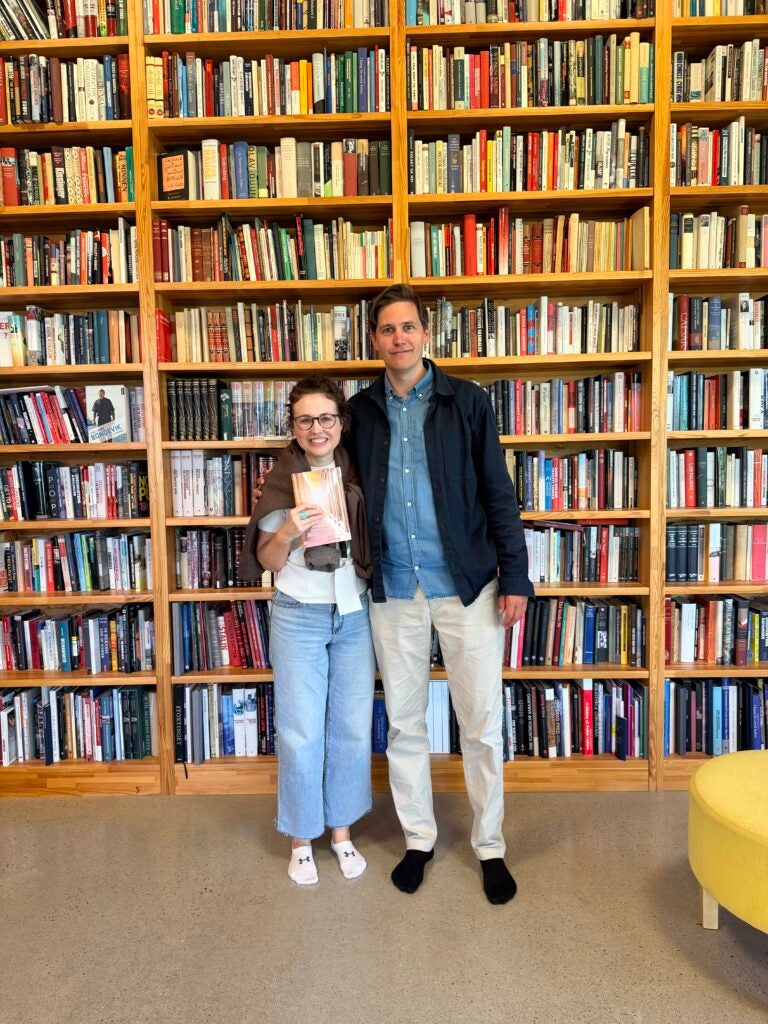 Dr. Amy Potter stands next to current chair of the Norwegian Nobel Committee and author