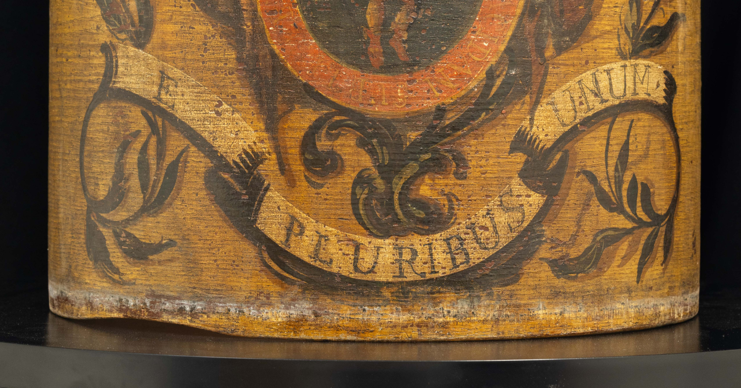 Up close image of the Yale University's Morris Steinert Collection of Musical Instruments revolutionary war drum of Benjamin Clark studied by Georgia Southern's Dr. Matthew Hill